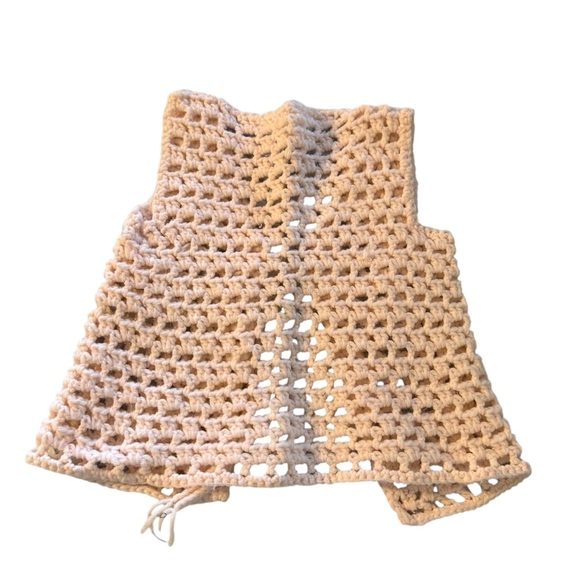 Handmade Vintage Crochet Kids Sweater Vest - Pink - Picture 2 of 4